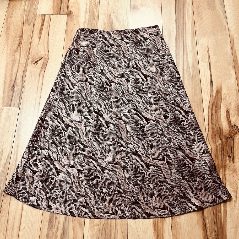 Express Y2K Snakeskin‎ Print Skirt Sz Small Knee Length Side Zip Grunge Indie